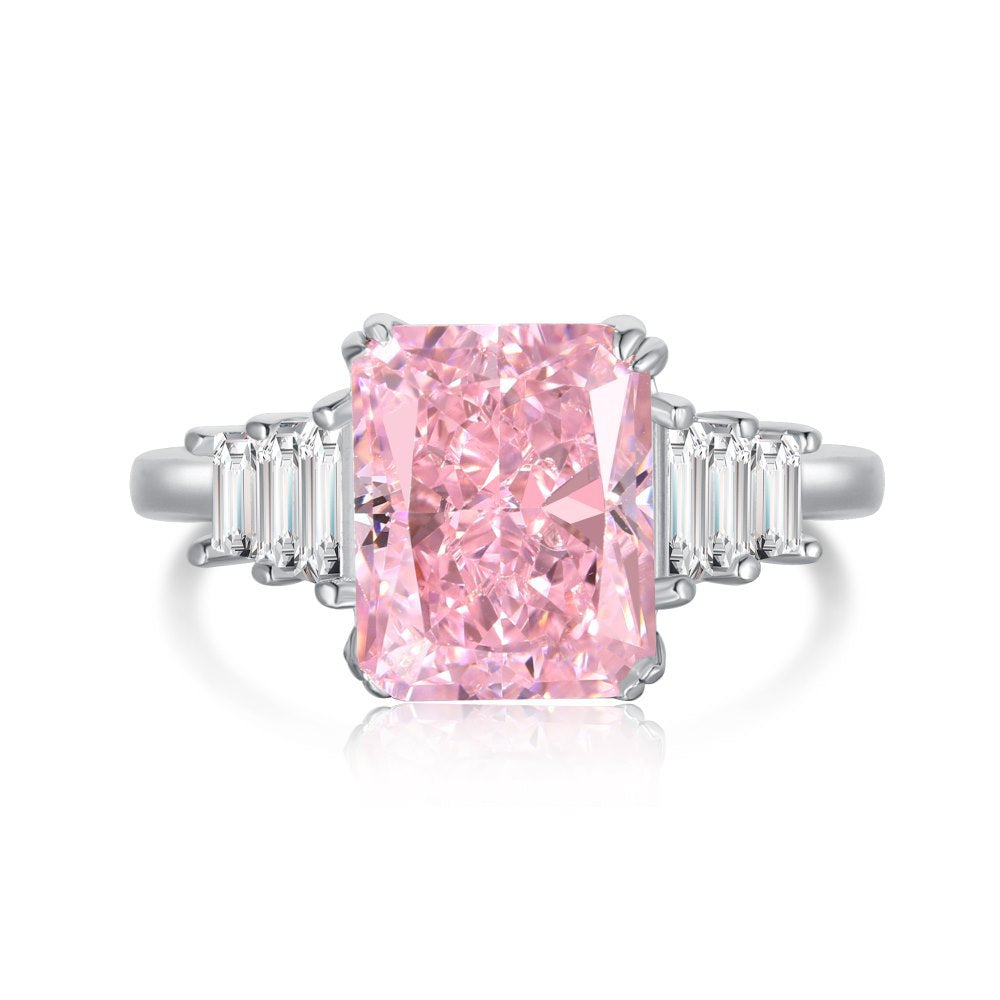 Cempaka ring, Ice flower cut, Pink colour, Sterling Silver