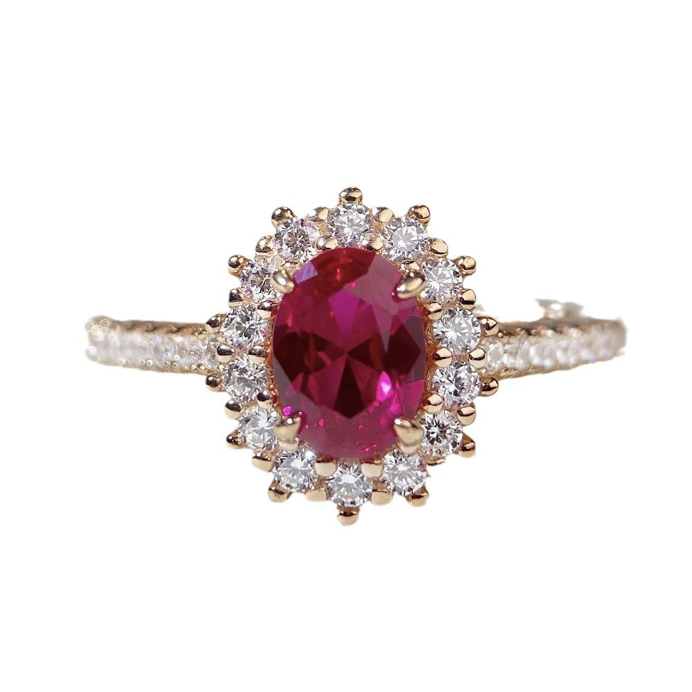 Rouge Ring, Oval Cut, Red Colour, Sterling Silver