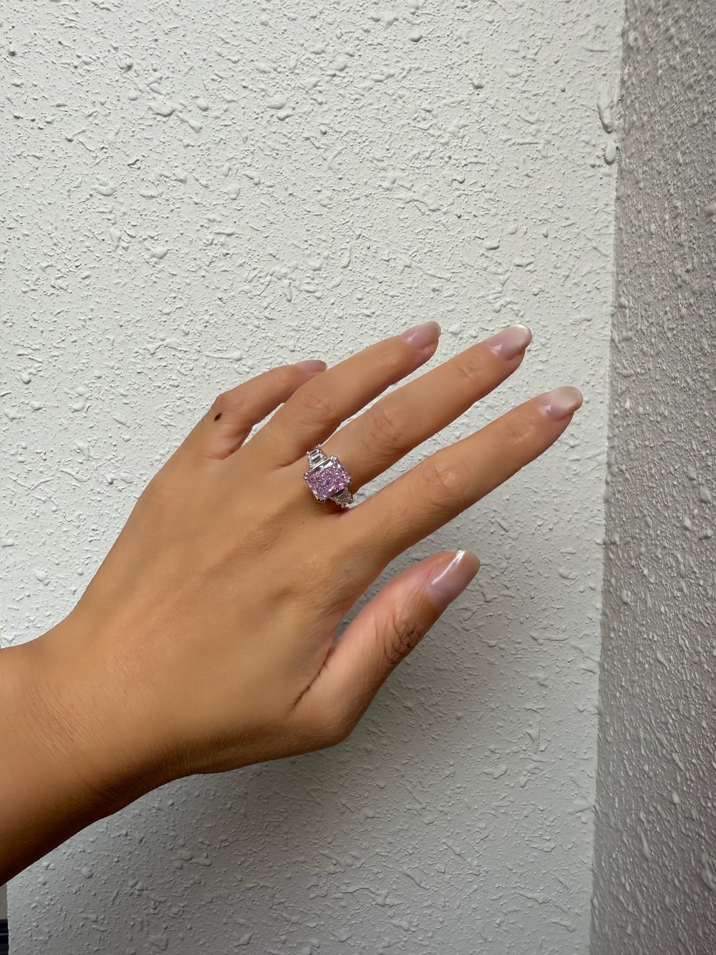 Puteri ring, Ice flower cut, Pink colour, Sterling Silver