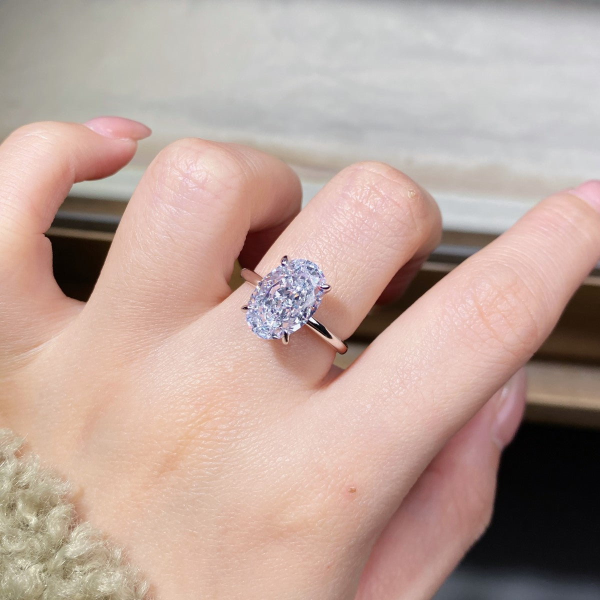 Heong Statement Ring, Oval cut, White, Sterling Silver