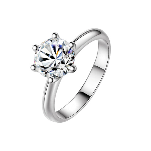 Louise ring, Solitaire round cut, Sterling Silver