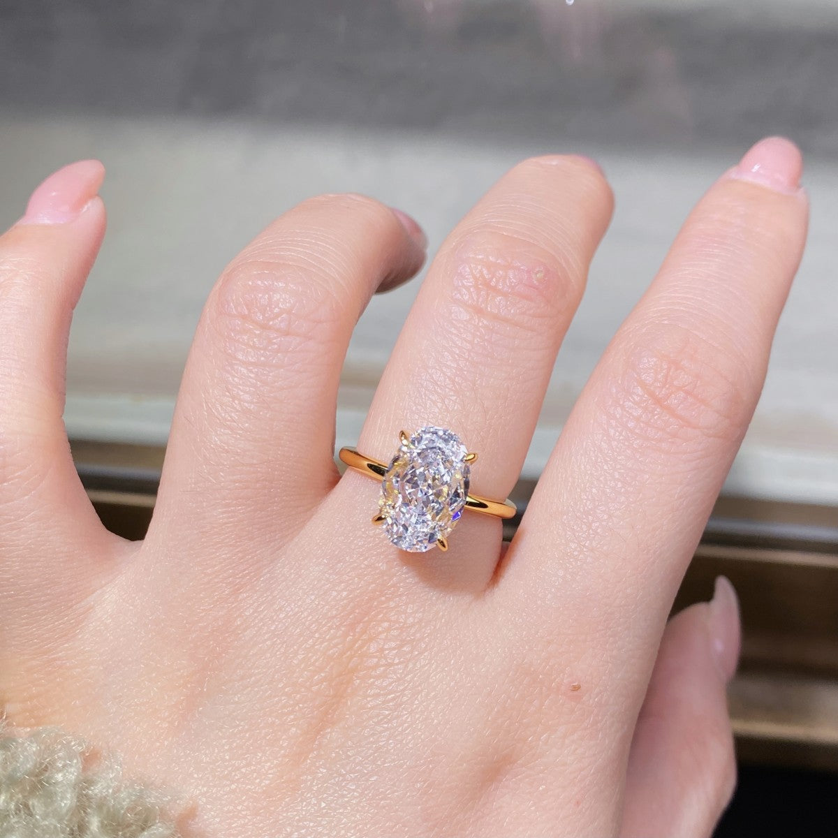 Heong Statement Ring, Oval cut, White, Sterling Silver
