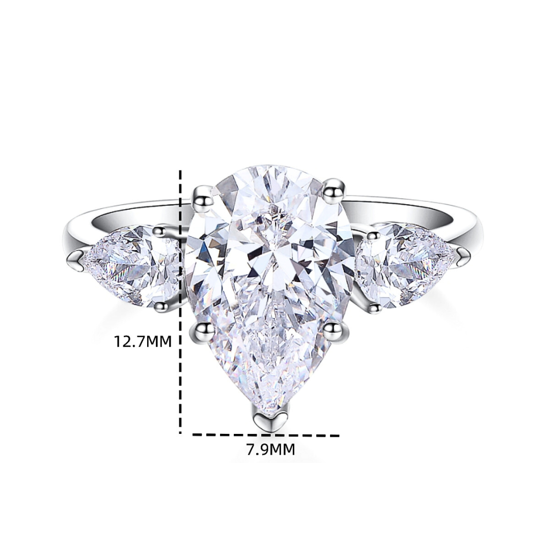 Valerie ring, Teardrop cut, 925 Sterling Silver