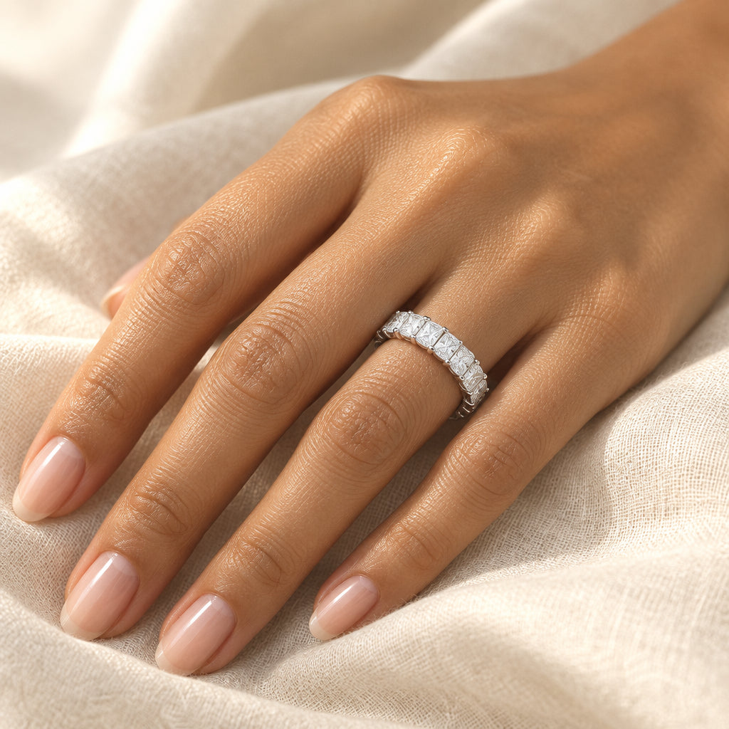 Anggun eternity band worn on hand