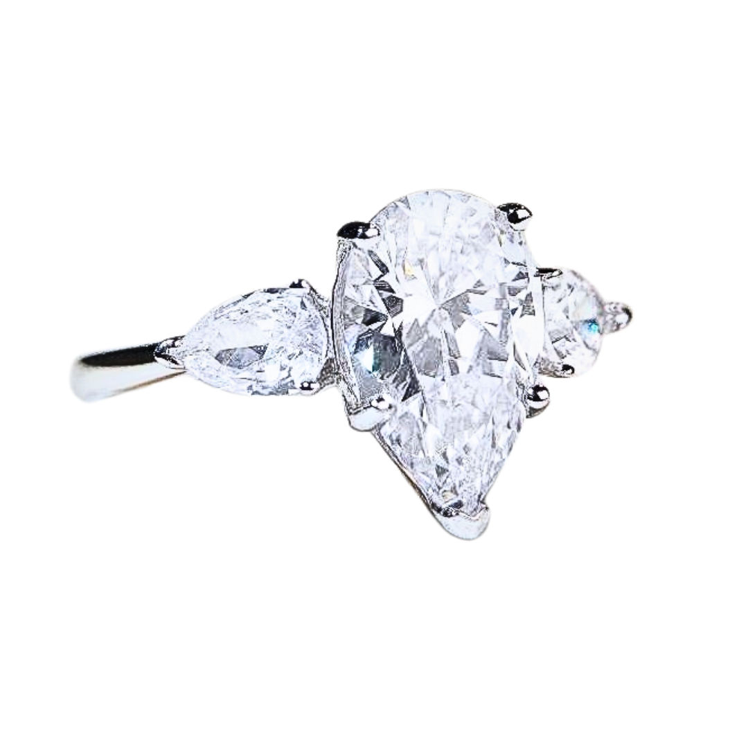 Valerie ring, Teardrop cut, 925 Sterling Silver